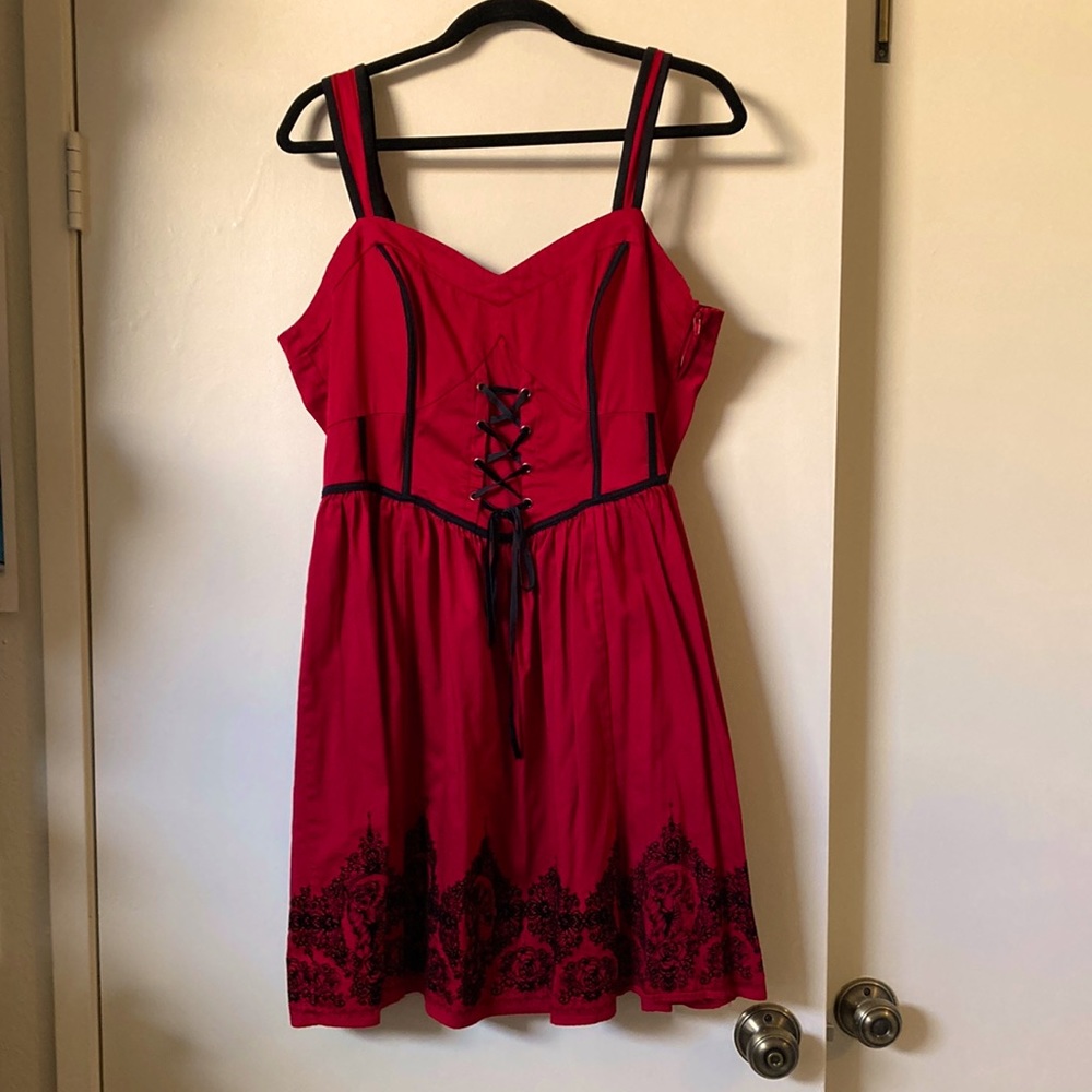 Hot Topic red cotton dress with black accents, size XXL